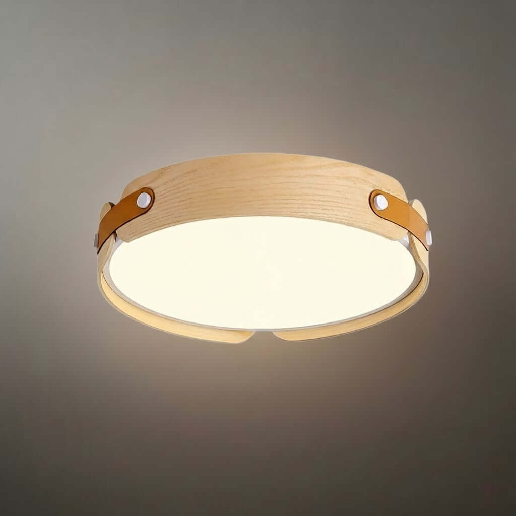 Wabi-Sabi Wood Ceiling Light – Modern LED Flush Mount Lamp